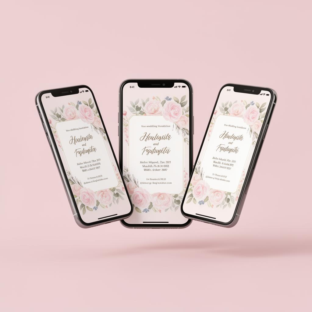 Aplikasi undangan digital di tiga smartphone